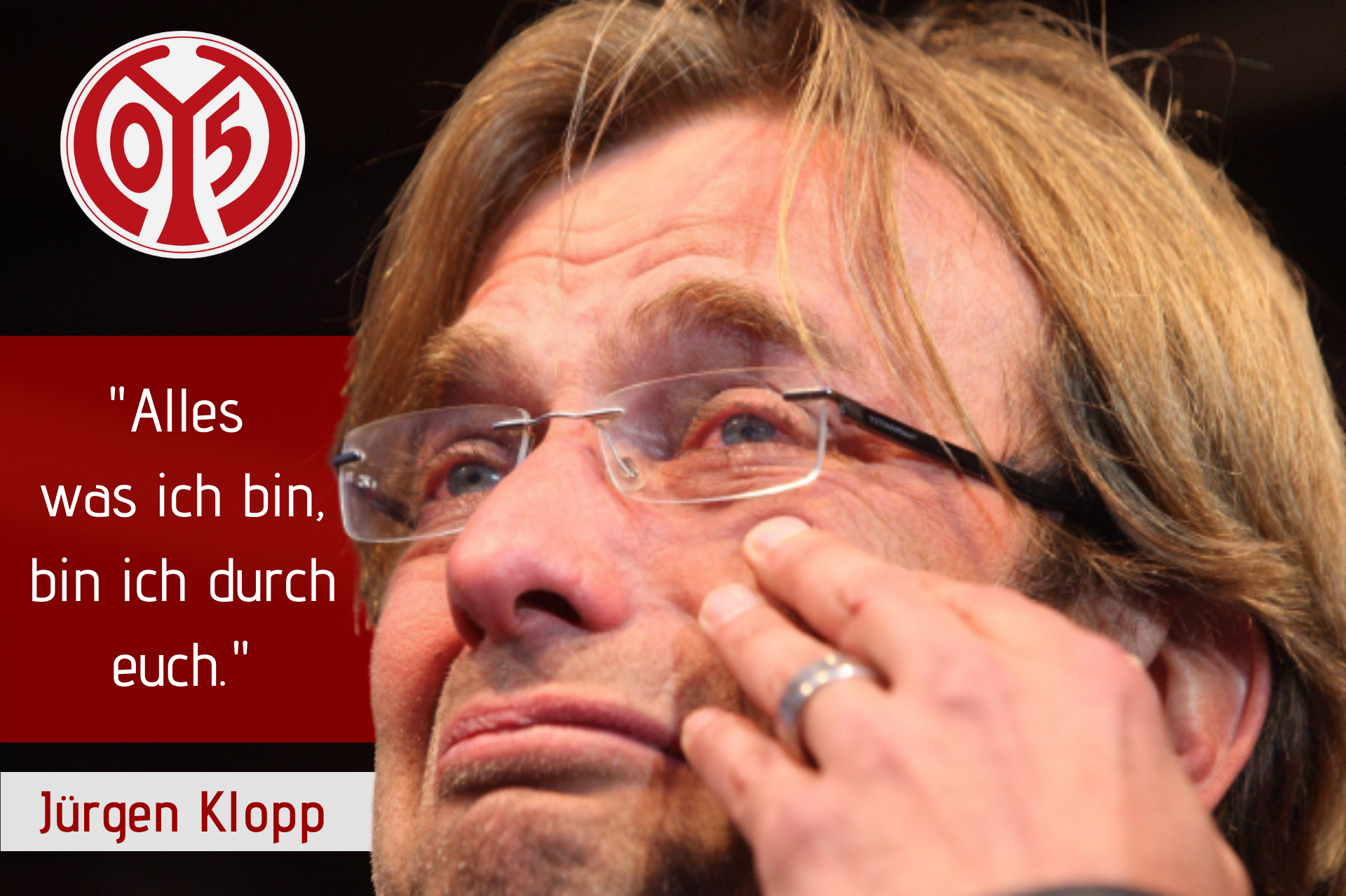 Tränen beim Abschied aus Mainz am 23.05.2008 — Jürgen Klopp. Foto: Imago Images/Martin Hoffmann. Infografik by Ligalive / Andjela Jankovic